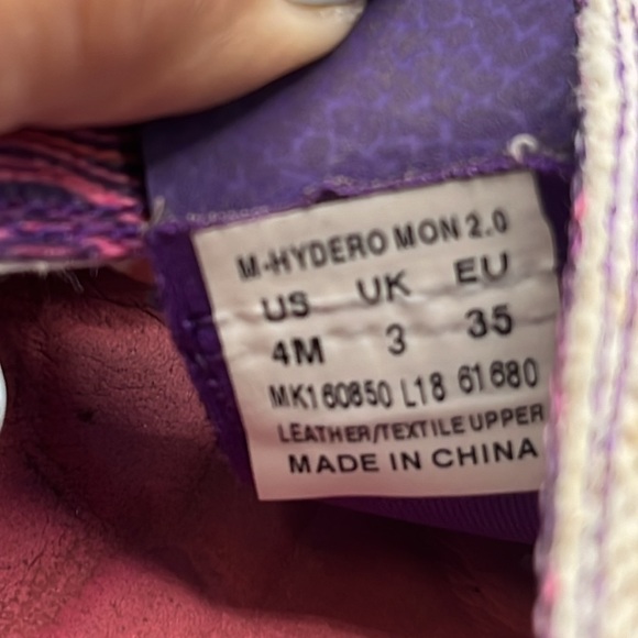 4/$20 Merrell Purple & Pink Hydro Mon Jr 2.0 Size 4m, girls sandal, Velcro - Picture 6 of 6